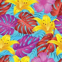 Floral seamless pattern with leaves. tropical background vector