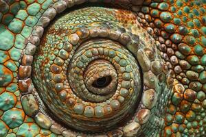 Chameleon skin and eye texture close up photo