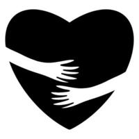 Doodle sketch style of heart with hand hug gesture illustration for concept design. vector