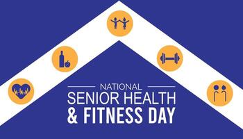 illustration on the theme of National Senior Health and fitness day observed each year on last Wednesday in May. vector