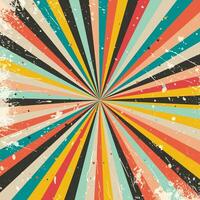 Colourful grunge retro starburst design background vector