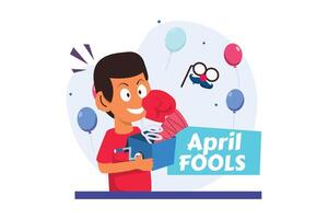 April Fools Flat Illustration Design vector