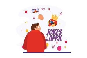 April Fools Flat Illustration Design vector