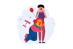 April Fools Flat Illustration Design vector