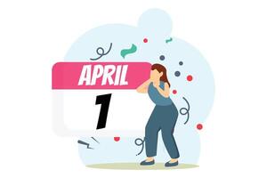 April Fools Flat Illustration Design vector