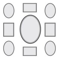 Photo frame icons. isolated picture frame mockup with shadow on white background. frame for photos, pictures, photo collage, photo puzzle. vector