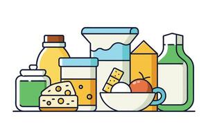 Dairy and milk products isolated flat pro collection illustration on white background vector