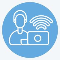 Icon Remote Working Office. related to Remote Working symbol. blue eyes style. simple design illustration vector