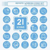 Icon Set Remote Working. related to Technology symbol. blue eyes style. simple design illustration vector