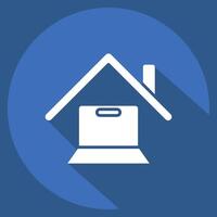 Icon Online Works. related to Remote Working symbol. long shadow style. simple design illustration vector