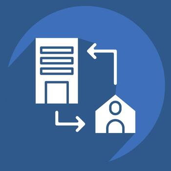 Icon Connection Office. related to Remote Working symbol. long shadow style. simple design illustration vector