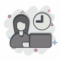 Icon Time Management. related to Remote Working symbol. comic style. simple design illustration vector