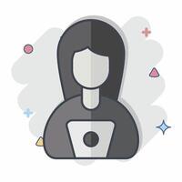Icon Work from Remote Working. related to Remote Working symbol. comic style. simple design illustration vector