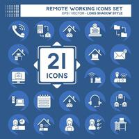 Icon Set Remote Working. related to Technology symbol. long shadow style. simple design illustration vector