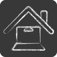 Icon Online Works. related to Remote Working symbol. chalk Style. simple design illustration vector