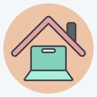 Icon Online Works. related to Remote Working symbol. color mate style. simple design illustration vector