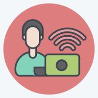 Icon Remote Working Office. related to Remote Working symbol. color mate style. simple design illustration vector