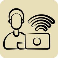 Icon Remote Working Office. related to Remote Working symbol. hand drawn style. simple design illustration vector