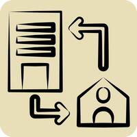 Icon Connection Office. related to Remote Working symbol. hand drawn style. simple design illustration vector