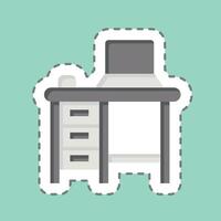 Sticker line cut Workplace. related to Remote Working symbol. simple design illustration vector