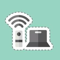 Sticker line cut Remote Working Office 2. related to Remote Working symbol. simple design illustration vector