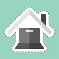Sticker line cut Online Works. related to Remote Working symbol. simple design illustration vector