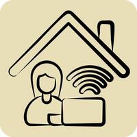 Icon Work From Remote Working 2. related to Remote Working symbol. hand drawn style. simple design illustration vector