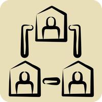 Icon Team Collaboration. related to Remote Working symbol. hand drawn style. simple design illustration vector