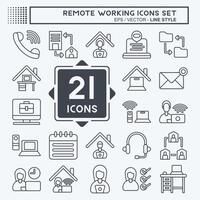 Icon Set Remote Working. related to Technology symbol. line style. simple design illustration vector