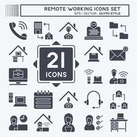 Icon Set Remote Working. related to Technology symbol. glyph style. simple design illustration vector