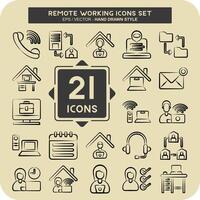 Icon Set Remote Working. related to Technology symbol. hand drawn style. simple design illustration vector
