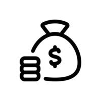 Simple Money Bag line icon isolated on a white background vector