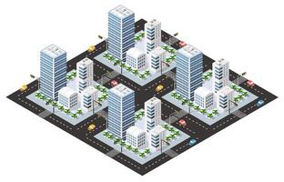 Isometric urban megalopolis top view of the city infrastructure town, street modern, real structure, architecture 3d illustration elements different buildings vector