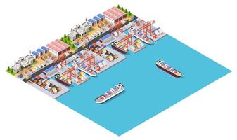 Isometric urban megalopolis top view of the city infrastructure town, street modern, real structure, architecture 3d illustration elements different buildings vector