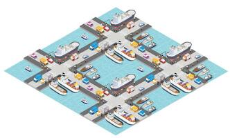 Isometric urban megalopolis top view of the city infrastructure town, street modern, real structure, architecture 3d illustration elements different buildings vector