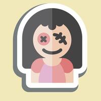 Sticker Cursed Doll. related to Halloween symbol. simple design illustration vector