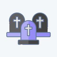 Icon Graveyard. related to Halloween symbol. doodle style. simple design illustration vector