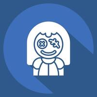 Icon Cursed Doll. related to Halloween symbol. long shadow style. simple design illustration vector