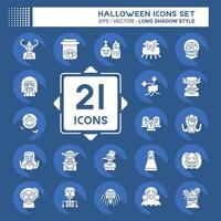 Icon Set Halloween. related to Festival symbol. long shadow style. simple design illustration vector