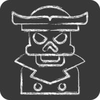 Icon Pirate Skeleton. related to Halloween symbol. chalk Style. simple design illustration vector