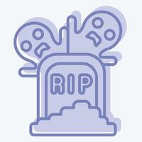 Icon Tomb. related to Halloween symbol. two tone style. simple design illustration vector