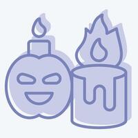 Icon Candle. related to Halloween symbol. two tone style. simple design illustration vector