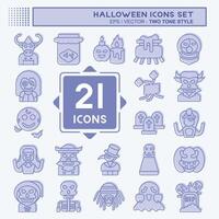 Icon Set Halloween. related to Festival symbol. two tone style. simple design illustration vector