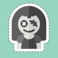 Sticker line cut Cursed Doll. related to Halloween symbol. simple design illustration vector
