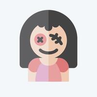 Icon Cursed Doll. related to Halloween symbol. flat style. simple design illustration vector