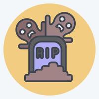 Icon Tomb. related to Halloween symbol. color mate style. simple design illustration vector