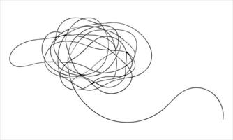 Chaotically tangled one line continuous drawing art on white background vector