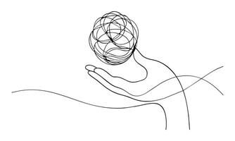 Mental health concept one line continuous drawing art on white background vector