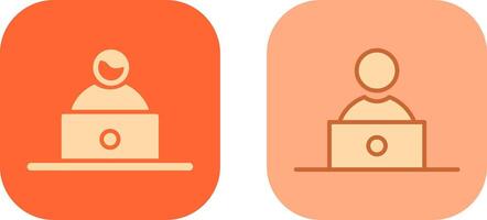 Studying on Laptop Icon vector
