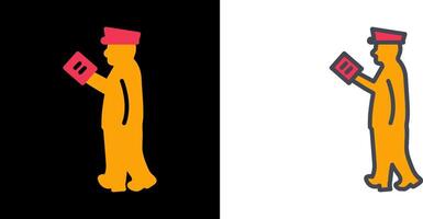 Guard Checking Passport Icon vector